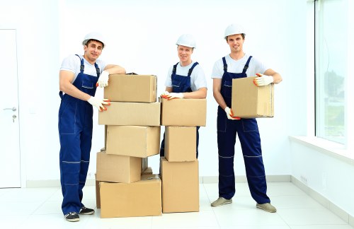 Office furniture being moved carefully during a local business move