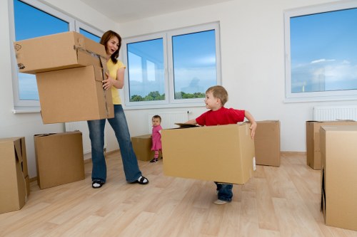 Different box sizes and protective materials for fragile items and storage
