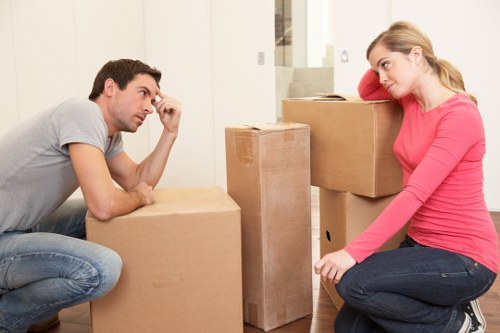 Office removals preparation in West Hampstead with boxes and desks