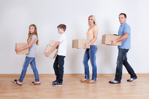 Packed boxes ready for a flat move in West Hampstead